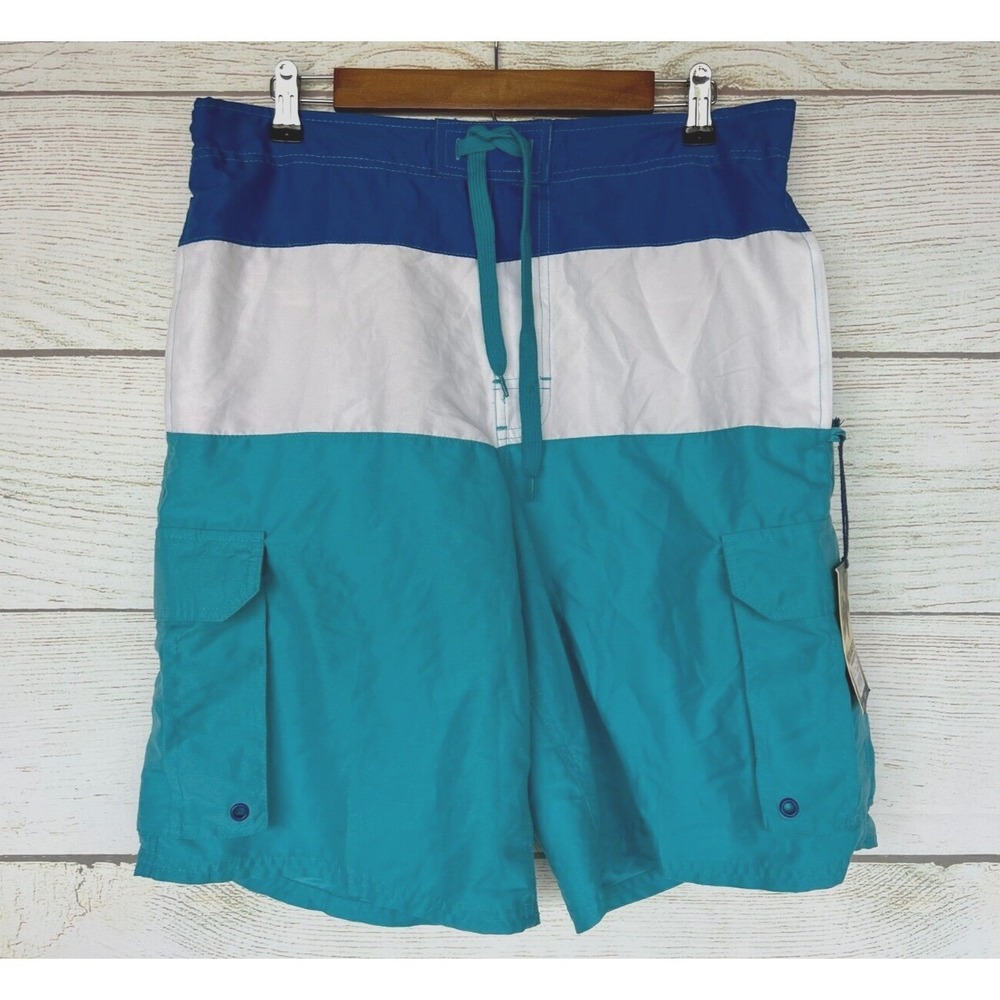 Monument Trunks Swim Shorts Mens Size Medium Blue Stripe Swim Trunk Shorts New